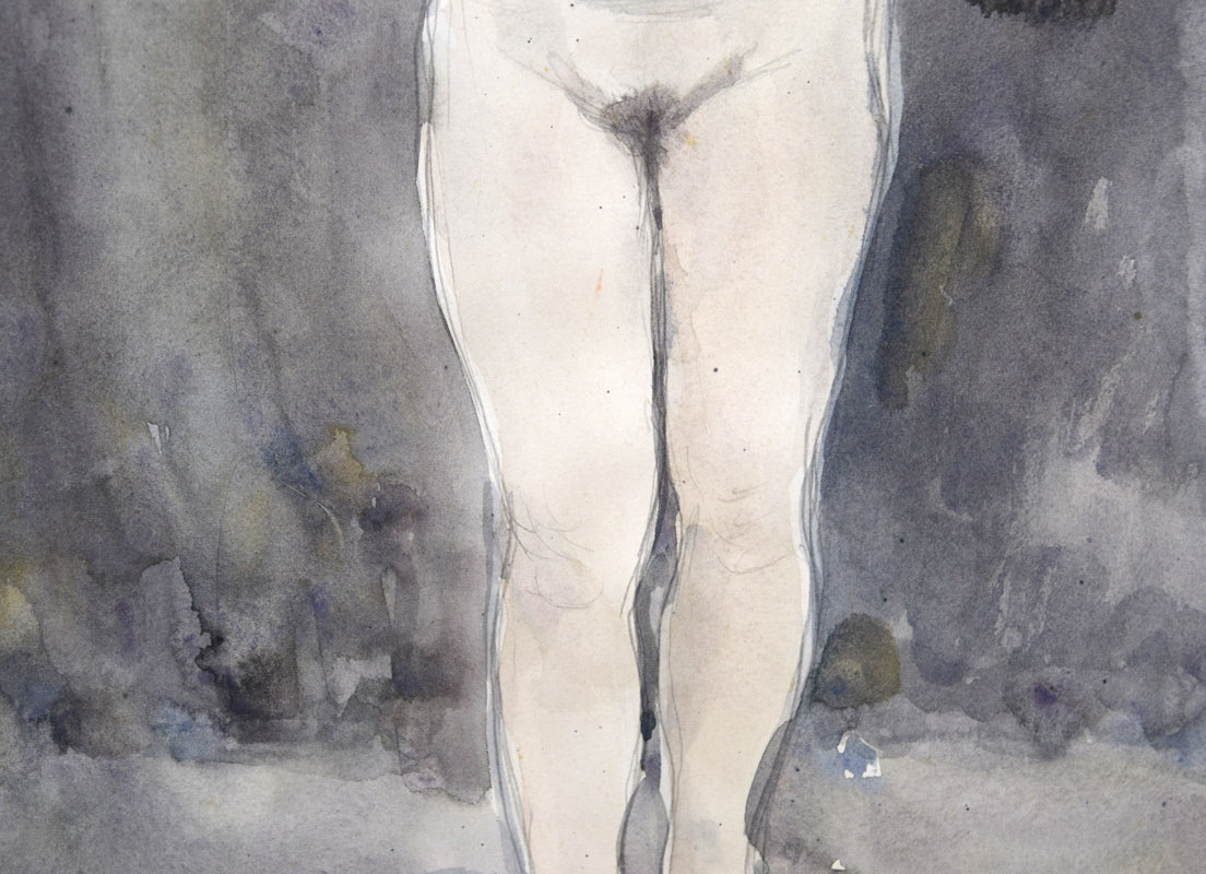 桜井慶治「裸婦」水彩画・5号 拡大画像4