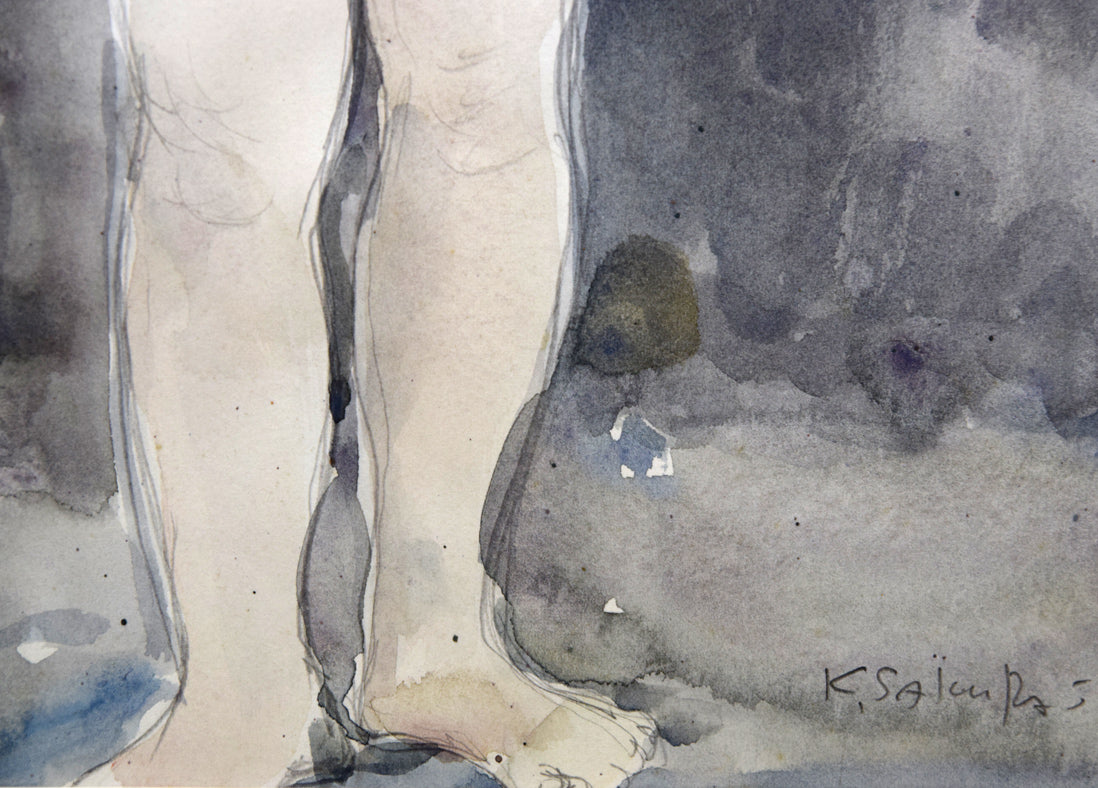 桜井慶治「裸婦」水彩画・5号 拡大画像5