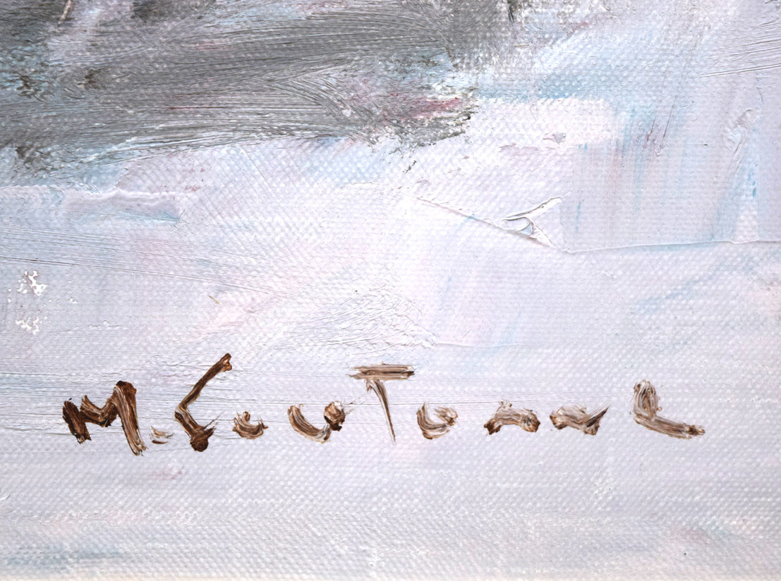 五月女政平「ライラック」油絵・F8号 サイン拡大画像