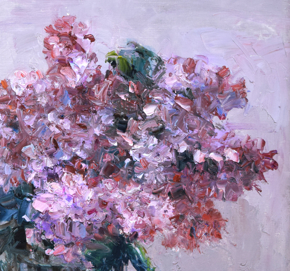 五月女政平「ライラック」油絵・F8号 拡大画像2