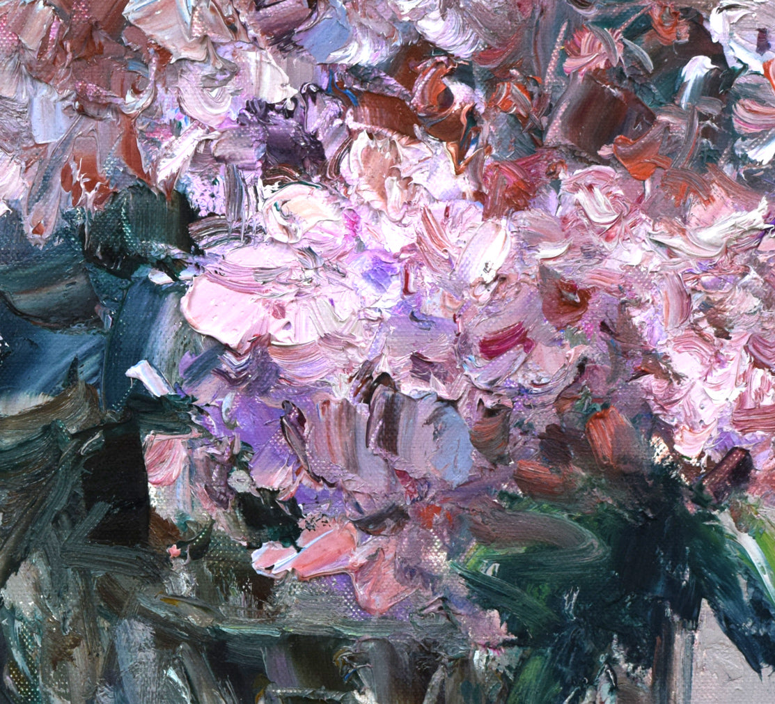五月女政平「ライラック」油絵・F8号 拡大画像3