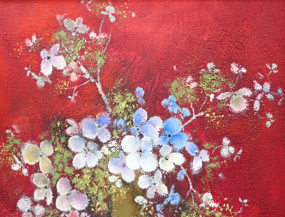 佐々木栄松「サビタの花（赤）」油絵・F3号　拡大画像1