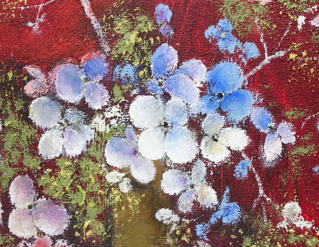 佐々木栄松「サビタの花（赤）」油絵・F3号　拡大画像3