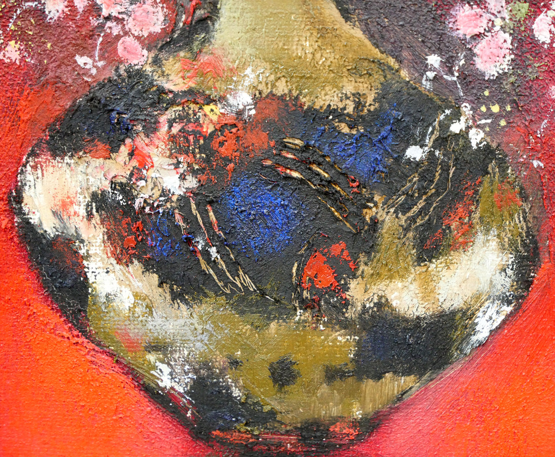 佐々木栄松「サビタの花（赤）」油絵・F3号　拡大画像5