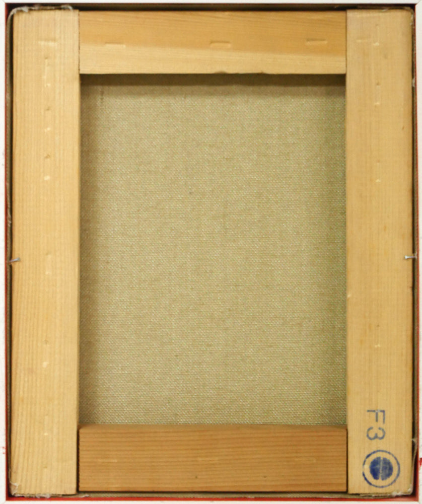 佐々木栄松「サビタの花(黒)」油絵・F3号 キャンバス裏側画像