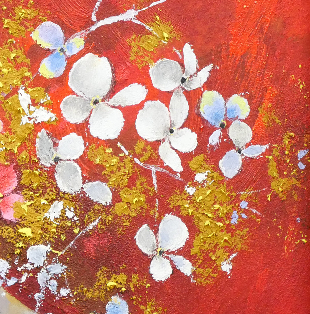 佐々木栄松「サビタの花(金縁)」油絵・F3号 拡大画像3