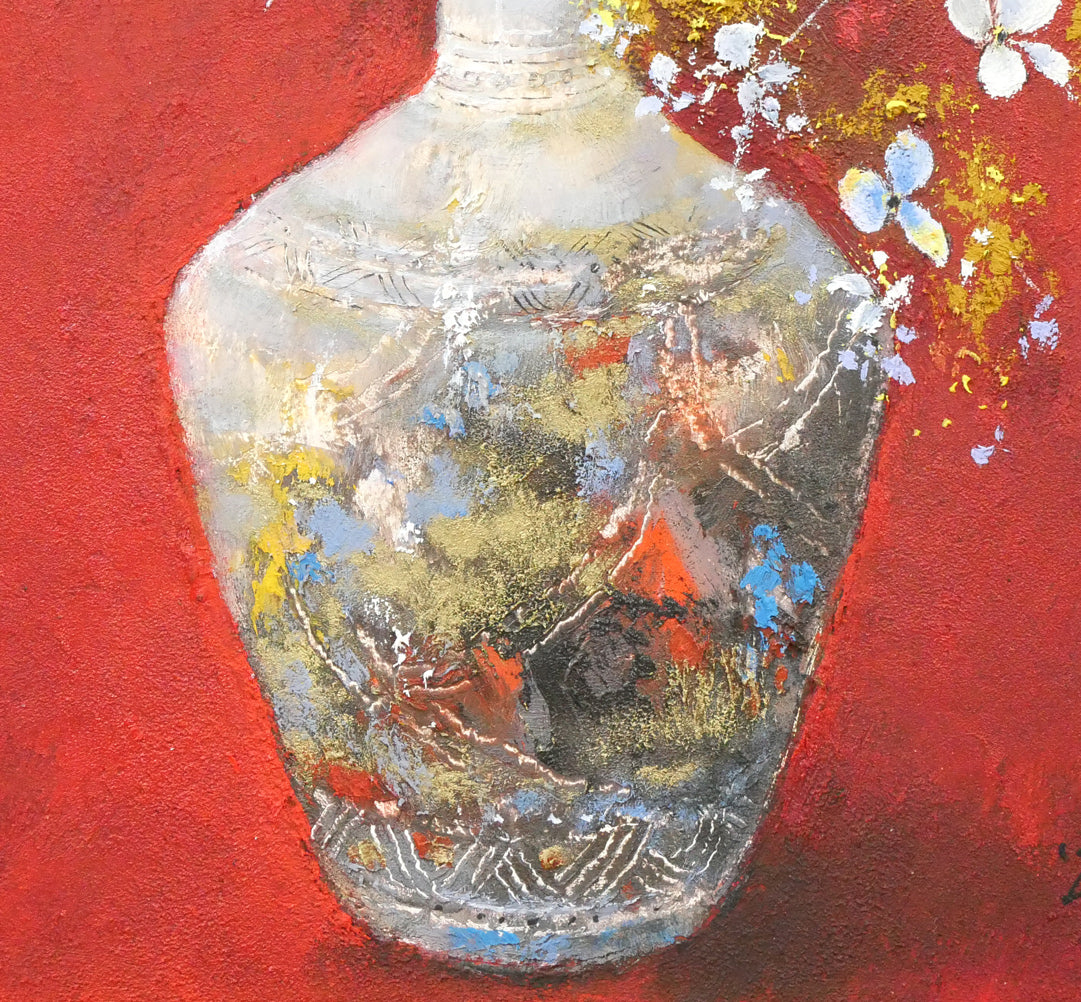 佐々木栄松「サビタの花(金縁)」油絵・F3号 拡大画像5