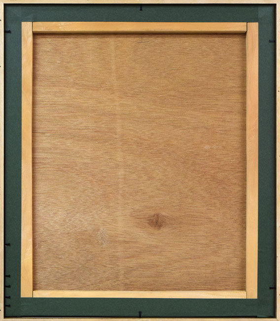 佐々木栄松「北の老釣師(自画像)」コンテ素描・F10号 作品裏側画像