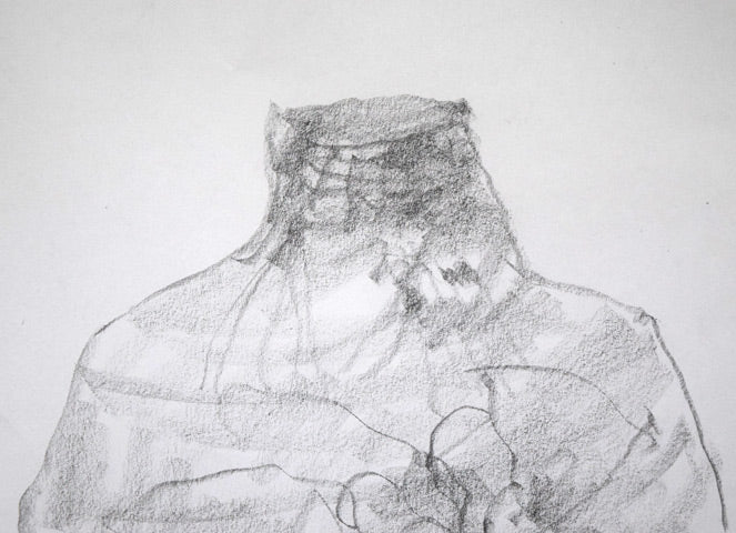 佐々木栄松「古壺」鉛筆画デッサン 拡大画像1