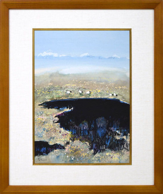 佐々木栄松「釧路湿原」水彩画