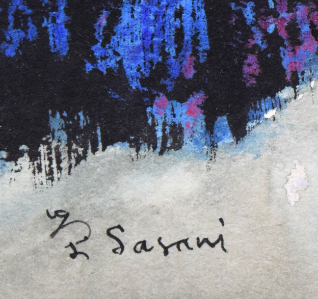 佐々木栄松「釧路湿原」水彩画 サイン拡大画像