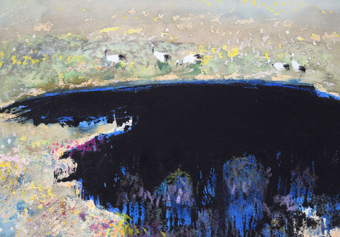 佐々木栄松「釧路湿原」水彩画 拡大画像3