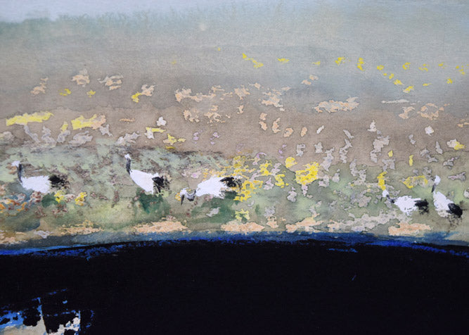 佐々木栄松「釧路湿原」水彩画 拡大画像4