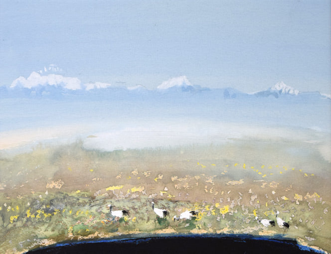 佐々木栄松「釧路湿原」水彩画 拡大画像1