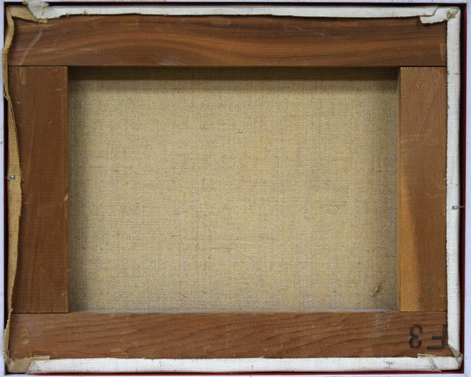 佐々木栄松「釧路湿原」油絵・F3号 キャンバス裏側画像