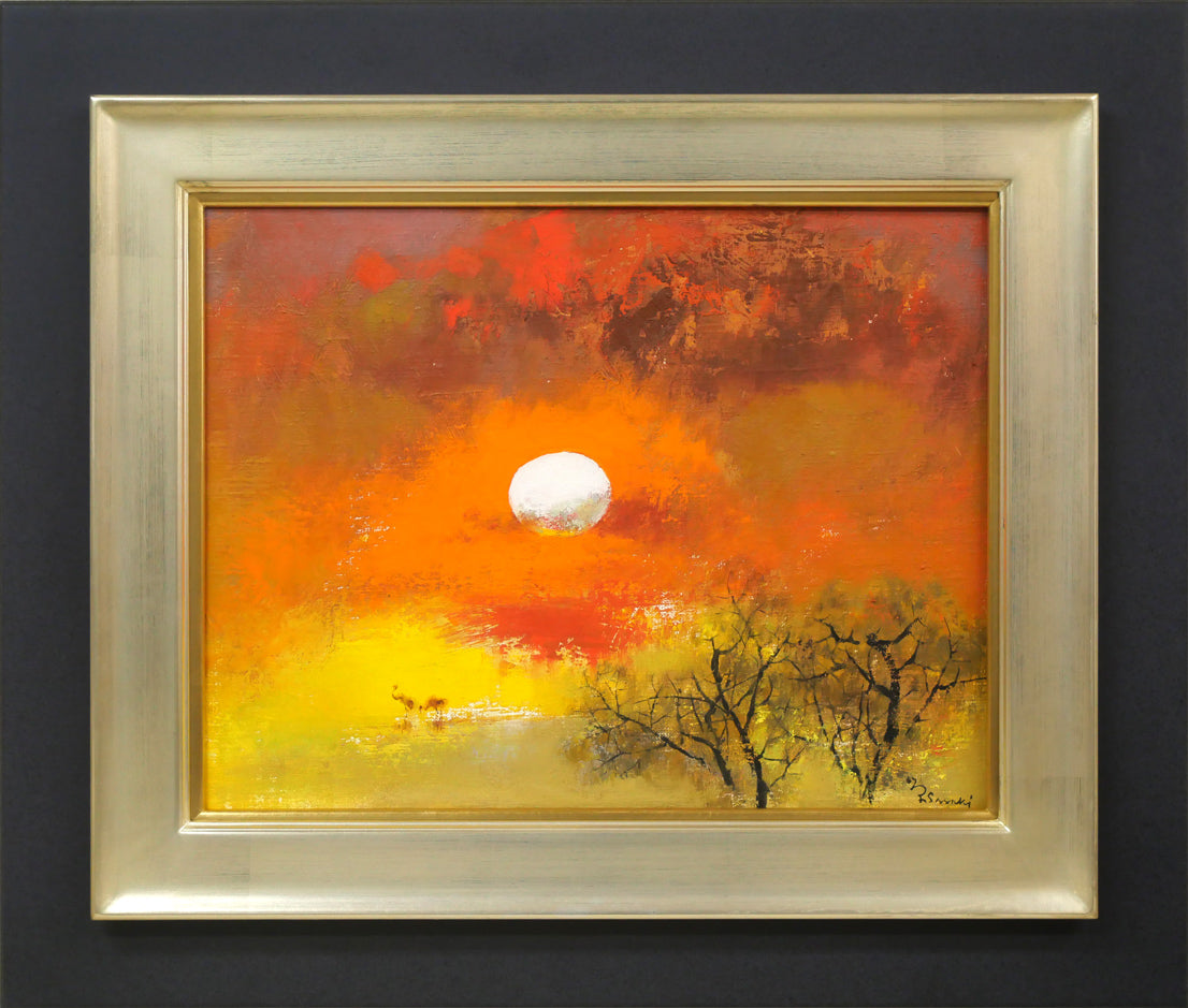 佐々木栄松「釧路湿原」油絵・F6号