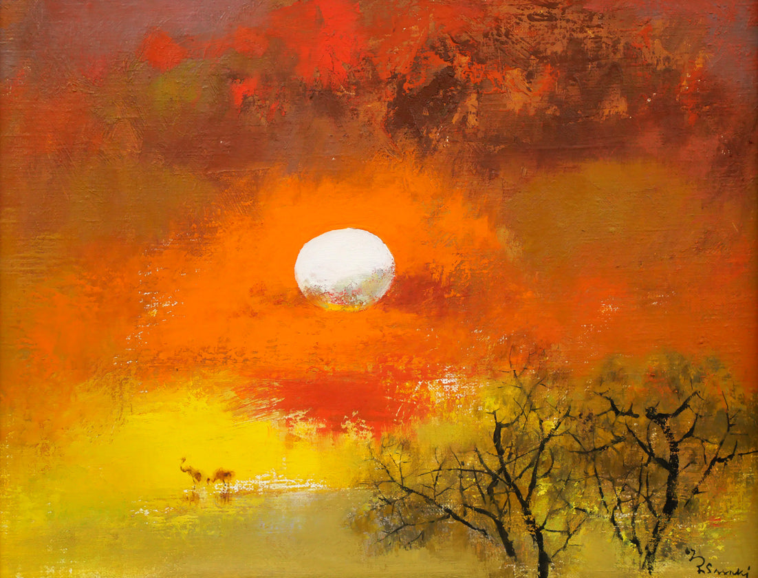 佐々木栄松「釧路湿原」油絵・F6号 作品全体拡大画像