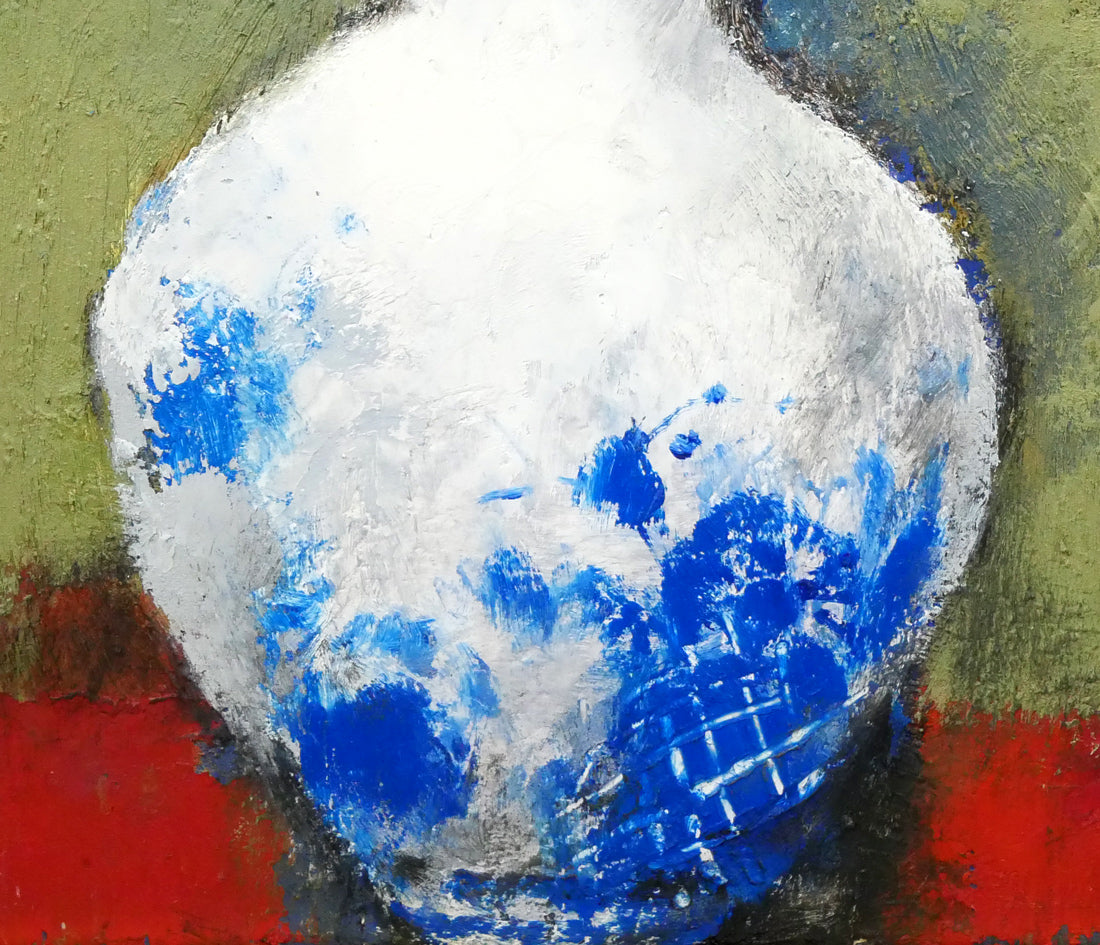 佐々木栄松「枯れたひまわりとサビタの花」油絵・F4号 拡大画像5