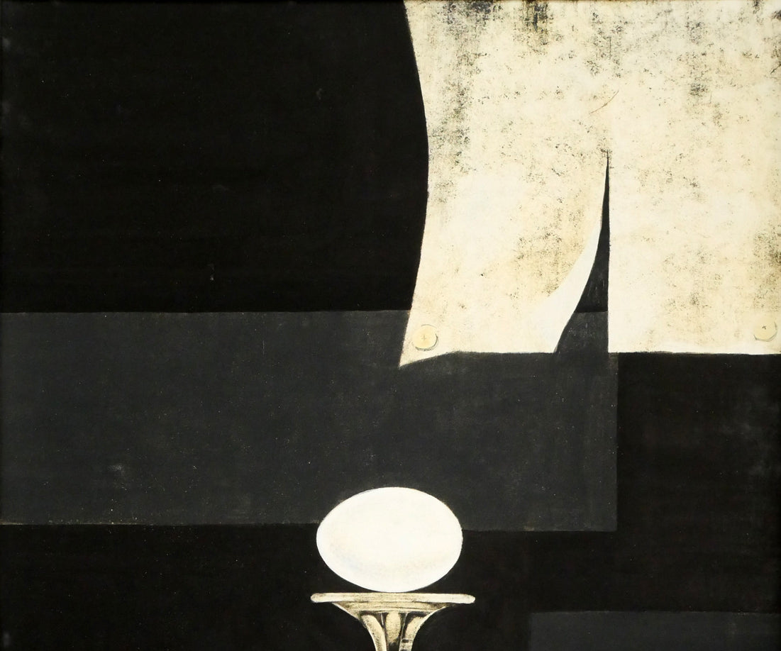 佐々木裕久「黒い壁」日本画・M10号 拡大画像1