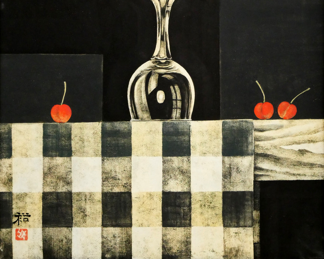 佐々木裕久「黒い壁」日本画・M10号 拡大画像2