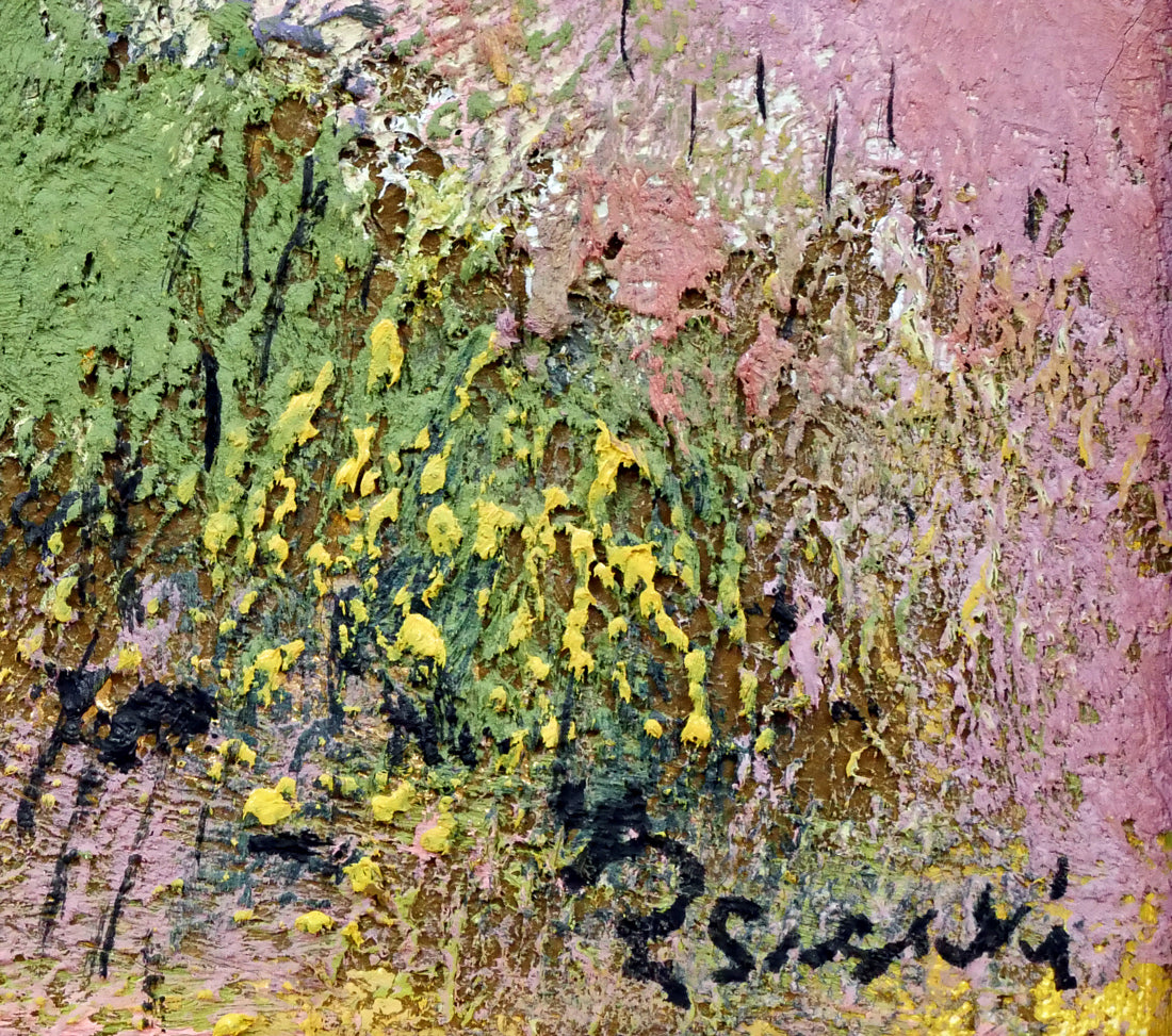 佐々木栄松「釧路湿原(金縁)」油絵・F3号 サイン拡大画像