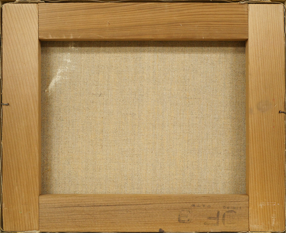 佐々木栄松「釧路湿原(金縁)」油絵・F3号 キャンバス裏側画像