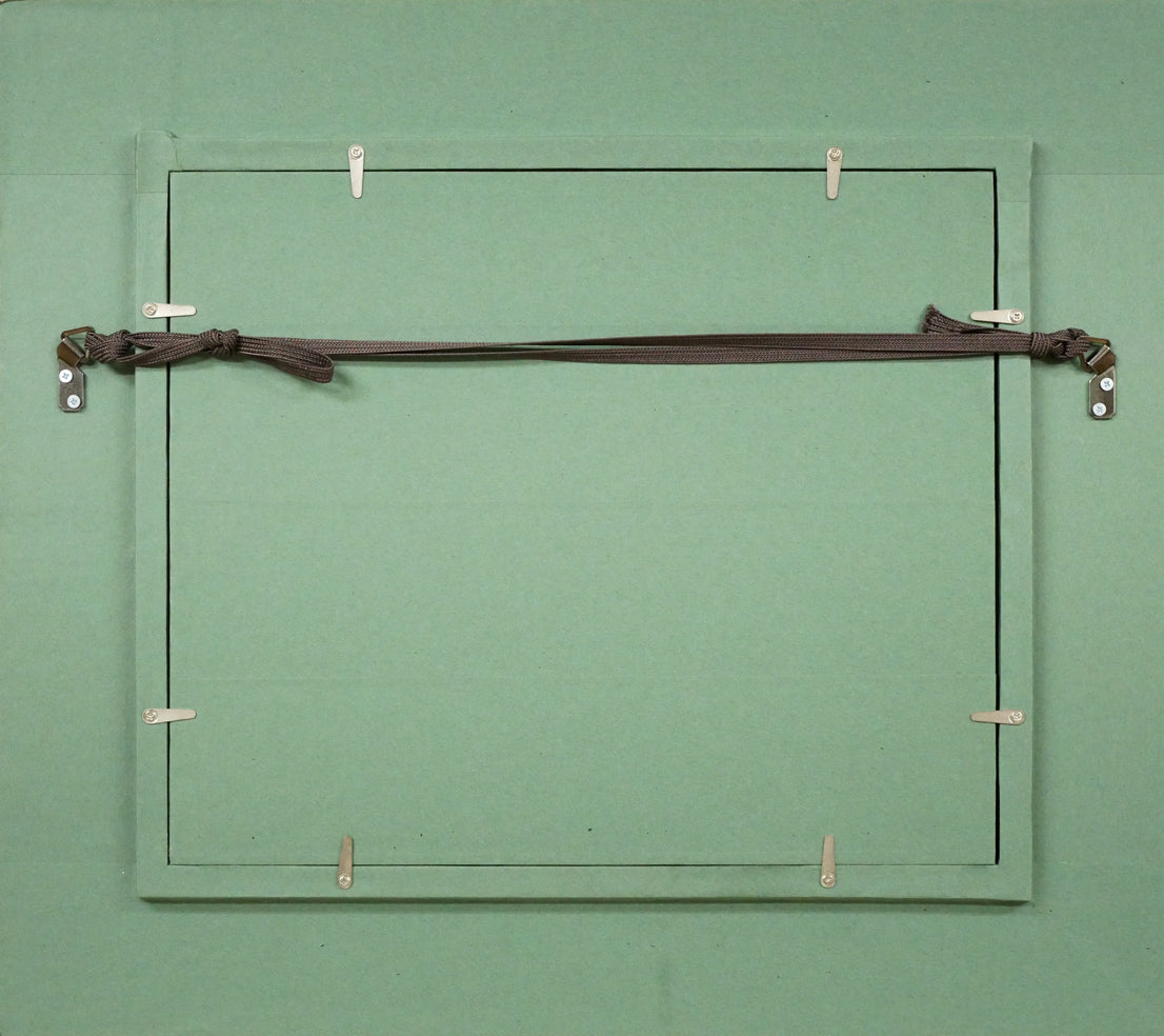 佐々木栄松「釧路湿原(金縁)」油絵・F3号 額縁裏側画像