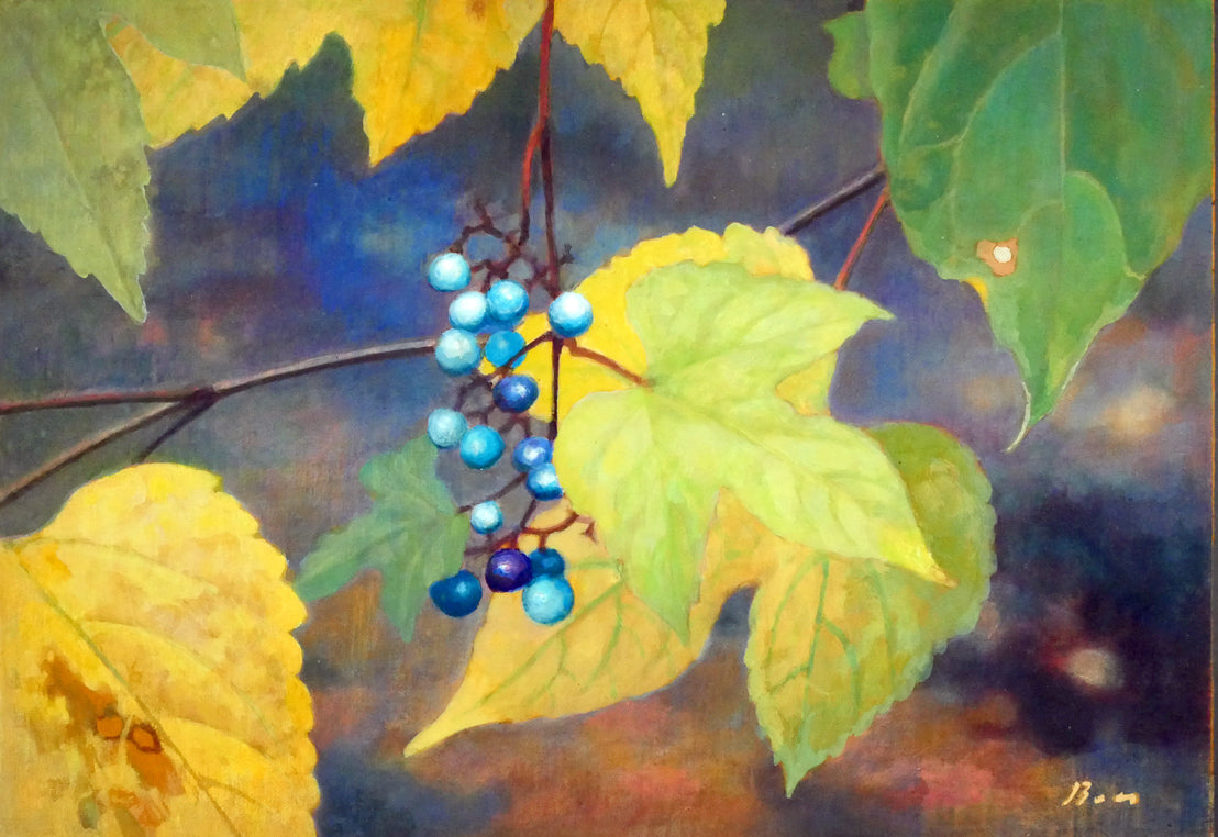 佐々木敏光「野ぶどう(B)」アクリルガッシュ・SM 作品全体画像