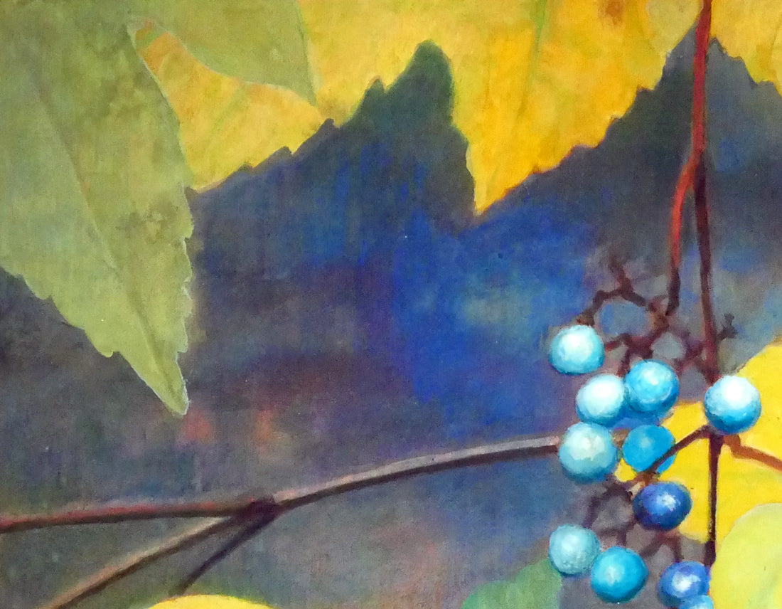 佐々木敏光「野ぶどう(B)」アクリルガッシュ・SM 拡大画像1