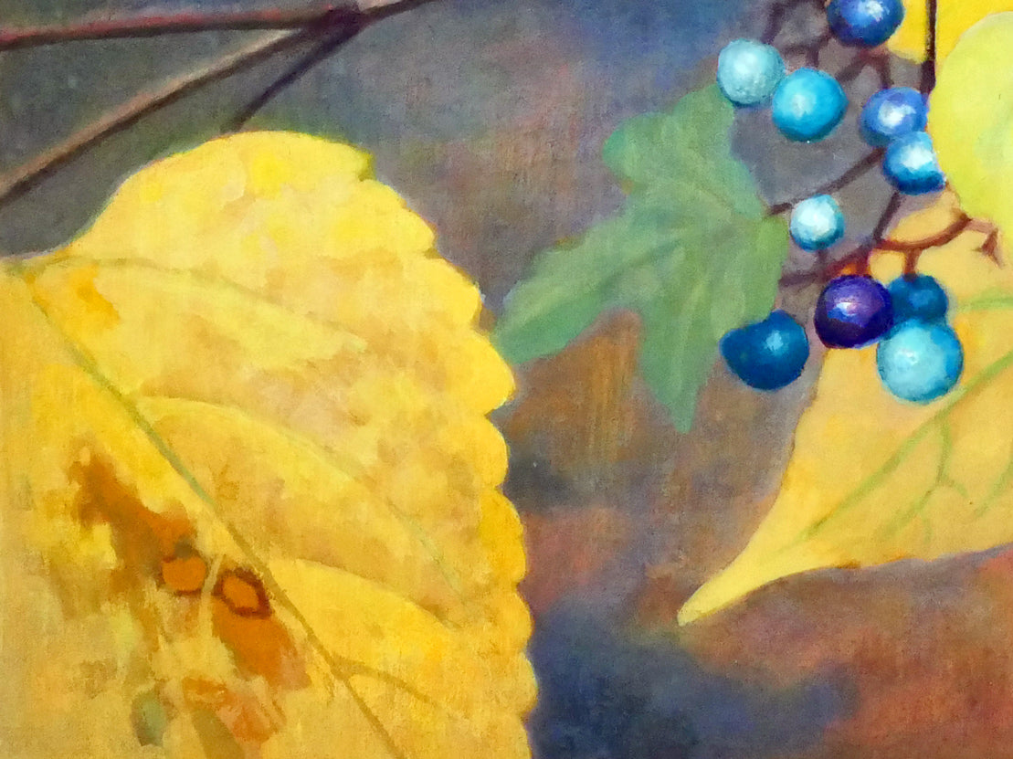 佐々木敏光「野ぶどう(B)」アクリルガッシュ・SM 拡大画像3