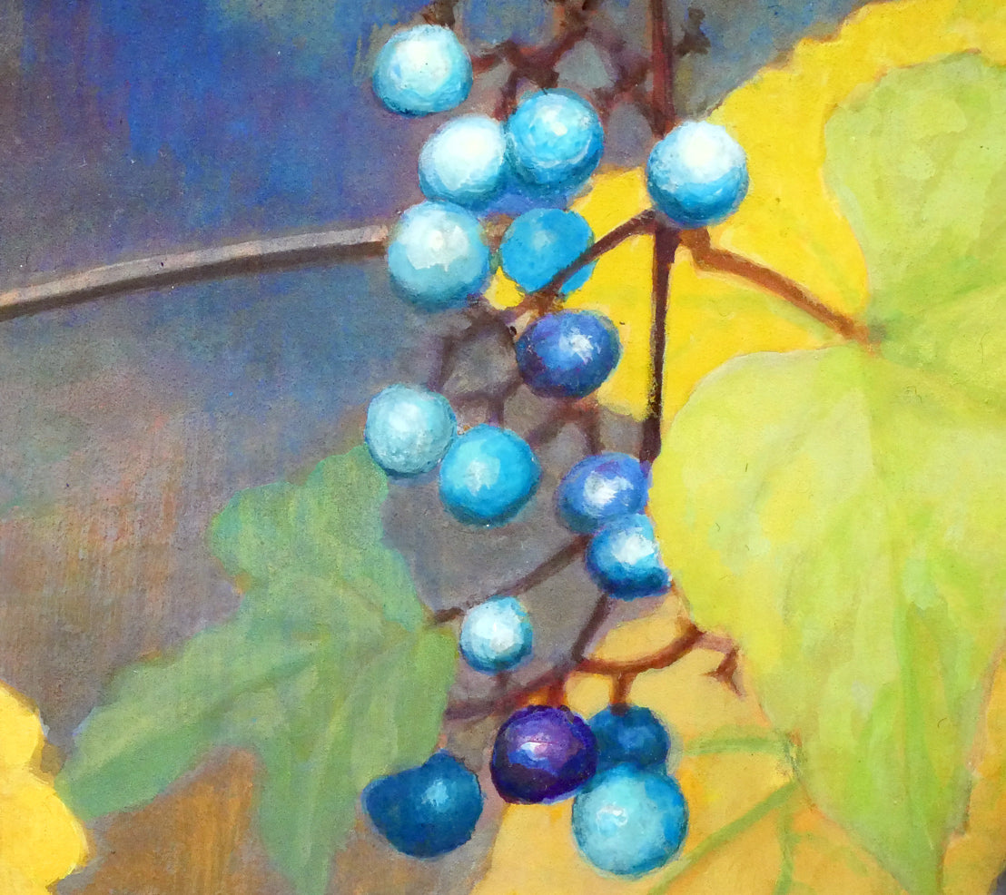 佐々木敏光「野ぶどう(B)」アクリルガッシュ・SM 拡大画像5