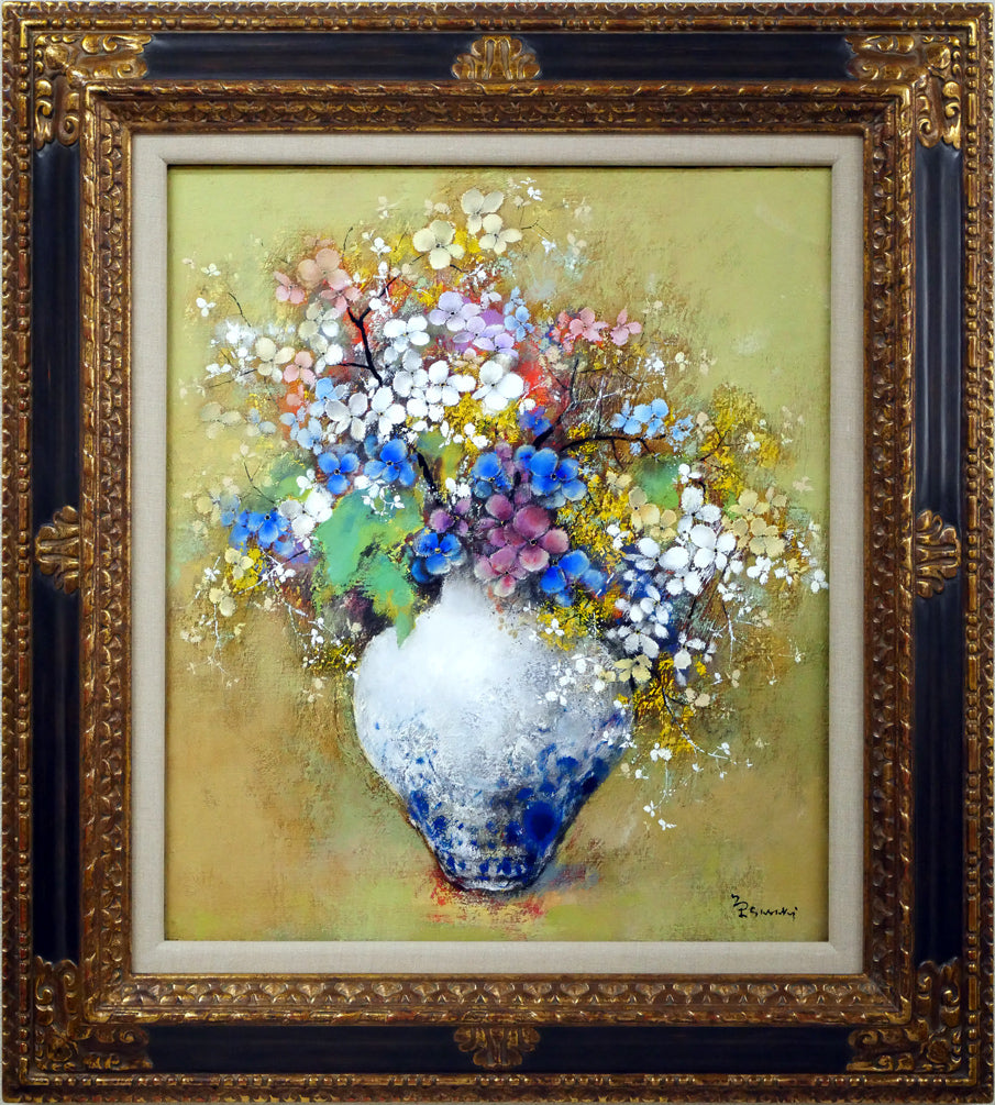 佐々木栄松「サビタの花」油絵・F10号