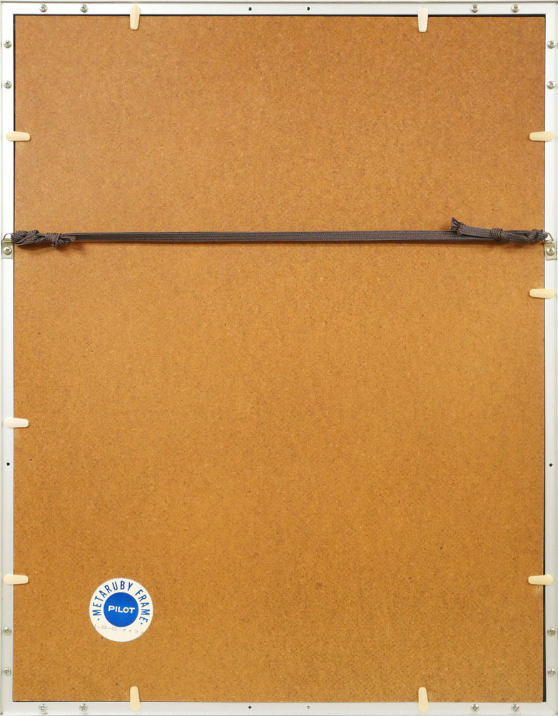 佐々木栄松「山女魚」油絵・色紙 額縁裏側画像