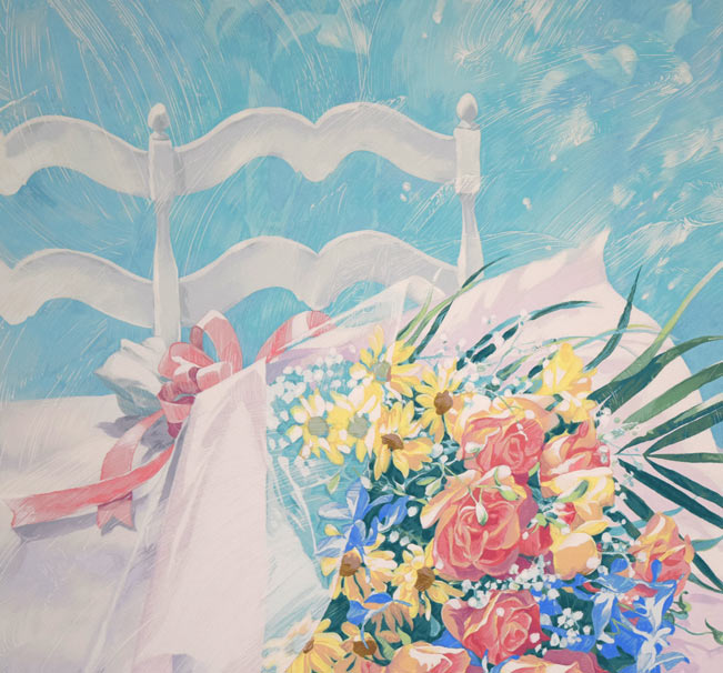 笹倉鉄平「ブレストンコートにて」シルクスクリーン版画 拡大画像1