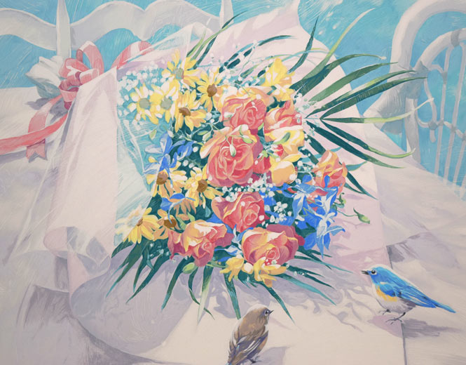 笹倉鉄平「ブレストンコートにて」シルクスクリーン版画 拡大画像2