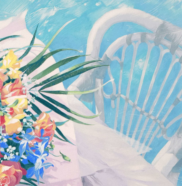 笹倉鉄平「ブレストンコートにて」シルクスクリーン版画 拡大画像3