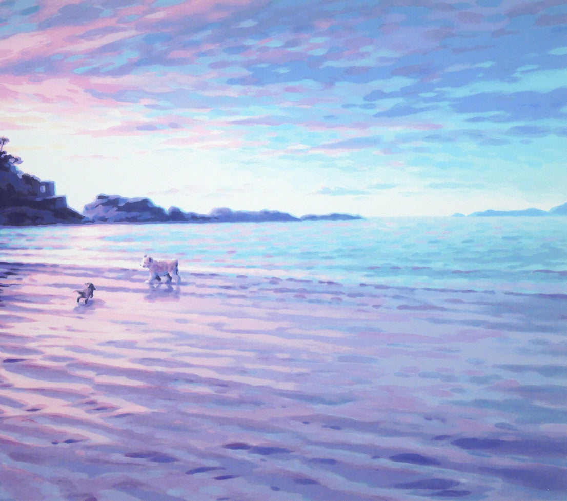 笹倉鉄平「エクリューズ浜」シルクスクリーン版画 拡大画像3