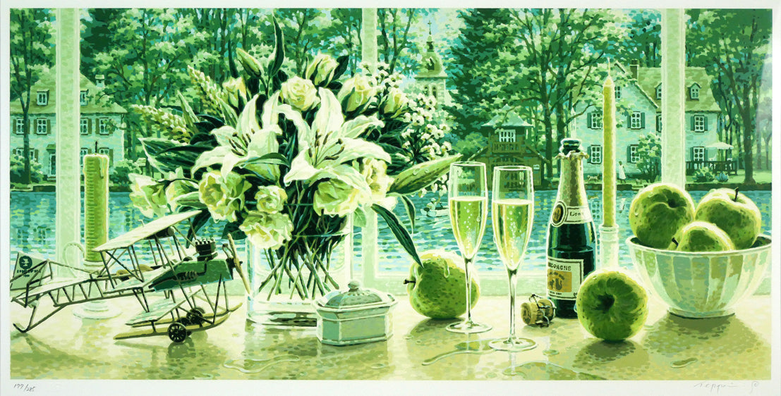 笹倉鉄平「エヴァーグリーン」シルクスクリーン版画 作品全体拡大画像