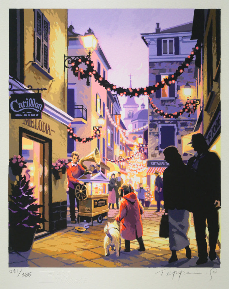 笹倉鉄平「メロディア」シルクスクリーン版画・特製オルゴール額装 作品部分拡大画像