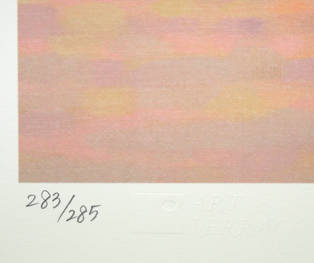 笹倉鉄平「モルジュの夕陽」リトグラフ&シルクスクリーン版画 限定番号(ed,283/285)