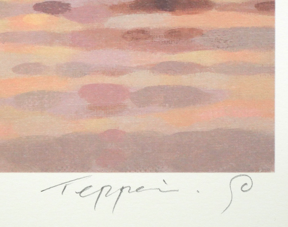 笹倉鉄平「モルジュの夕陽」リトグラフ&シルクスクリーン版画 本人直筆鉛筆サイン拡大画像