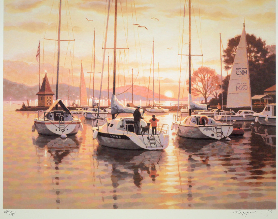 笹倉鉄平「モルジュの夕陽」リトグラフ&シルクスクリーン版画 拡大画像2