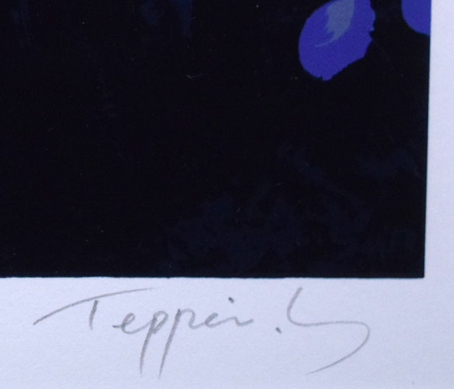 笹倉鉄平「ヴァイオリンの森に」シルクスクリーン版画 本人直筆鉛筆サイン画像