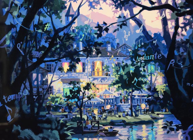 笹倉鉄平「ヴァイオリンの森に」シルクスクリーン版画 拡大画像3