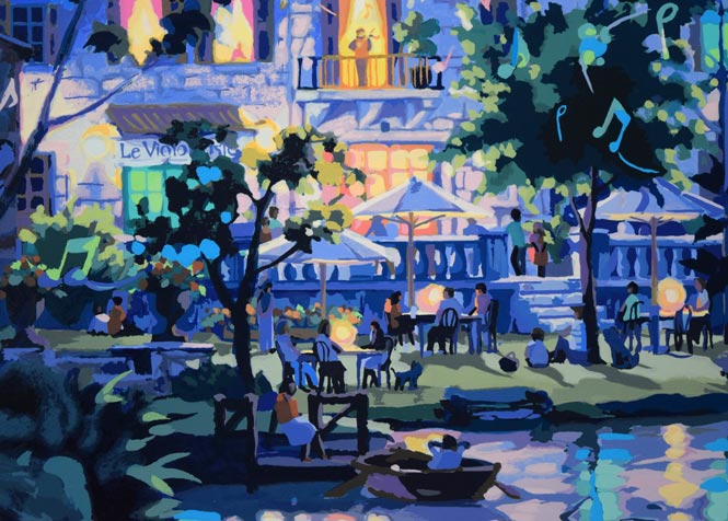 笹倉鉄平「ヴァイオリンの森に」シルクスクリーン版画 拡大画像4