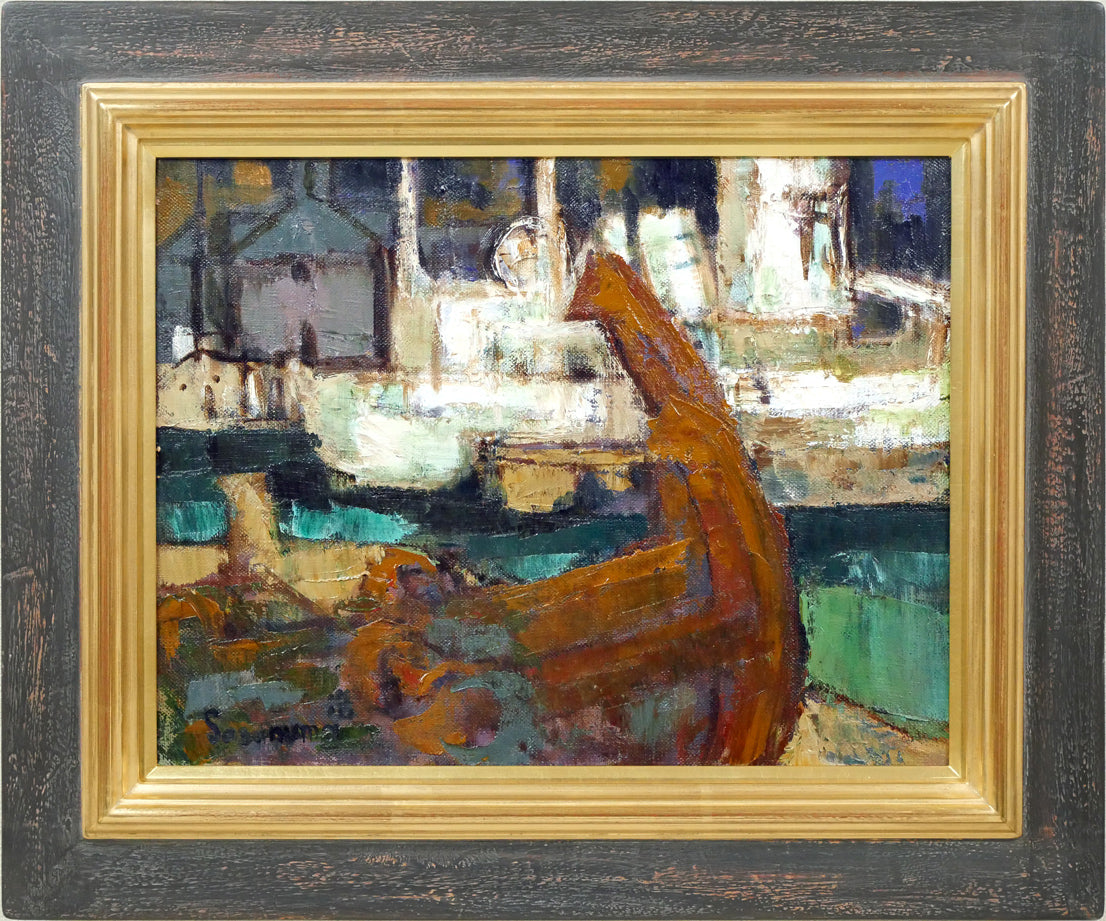 笹沼浩平「錨と舩(渡欧記念個展出品作)」油絵・F6号