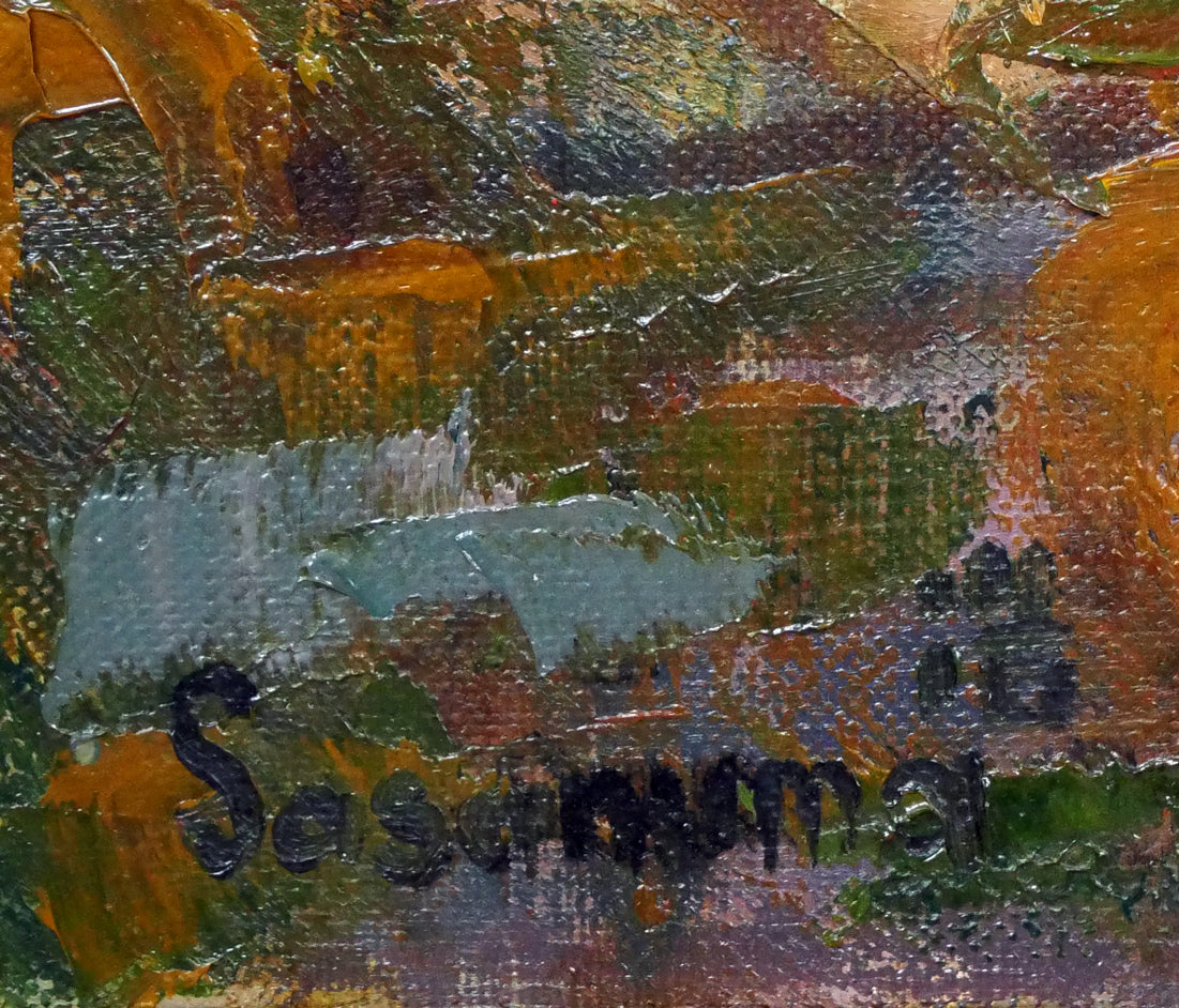 笹沼浩平「錨と舩(渡欧記念個展出品作)」油絵・F6号 サイン拡大画像