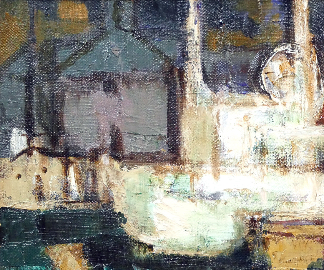 笹沼浩平「錨と舩(渡欧記念個展出品作)」油絵・F6号 拡大画像1