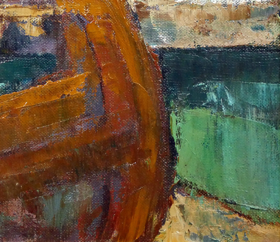 笹沼浩平「錨と舩(渡欧記念個展出品作)」油絵・F6号 拡大画像4