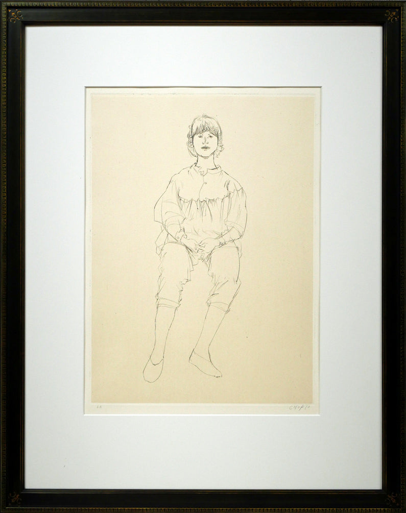 佐藤忠良「正面向きに座る少女(版画集「10人の女たち」より)」ドライポイント(銅版画)